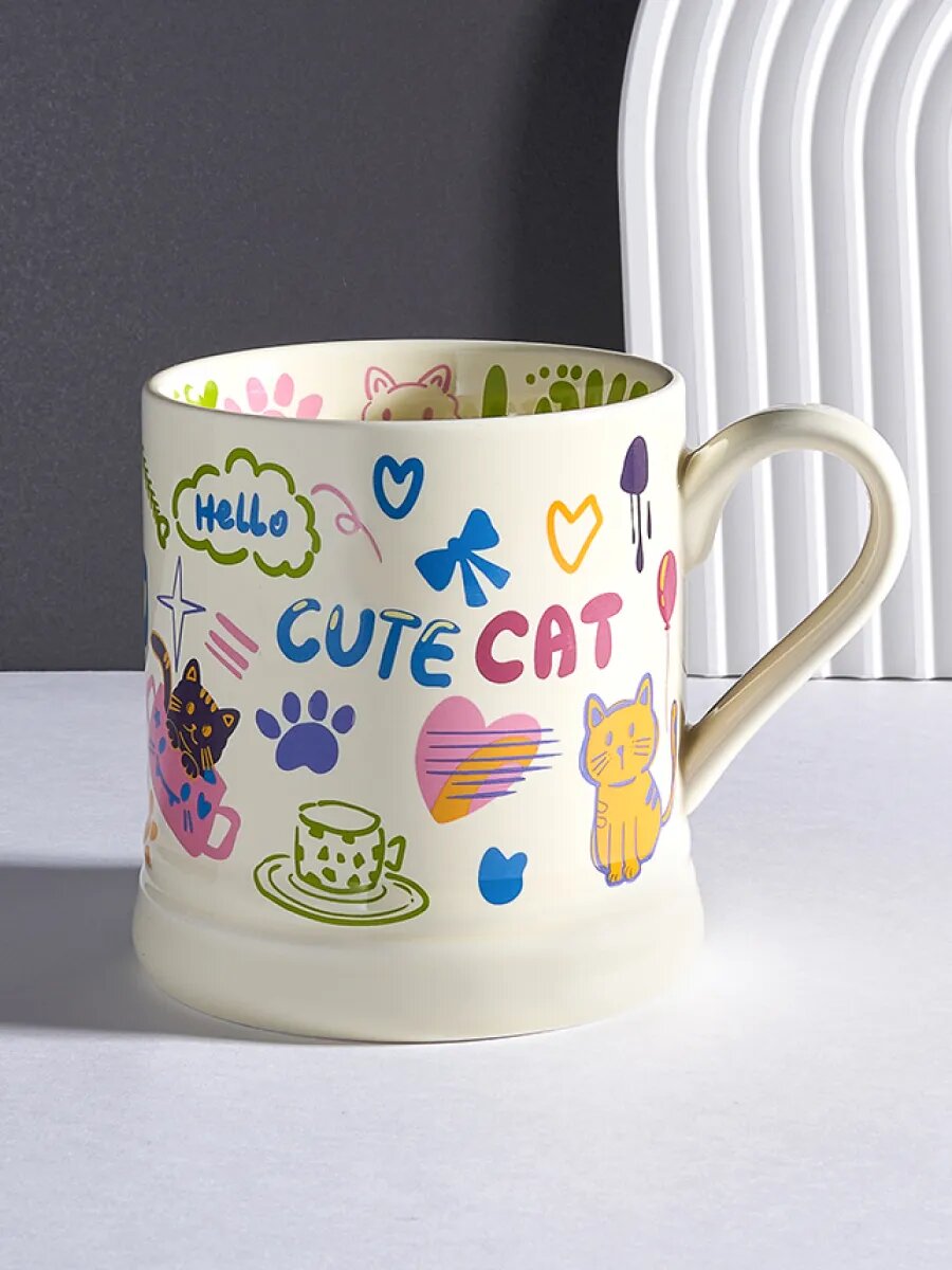 Кружка DB Homme "Cute cat" эстетическая, Hello, чашка pinterest, 300 мл