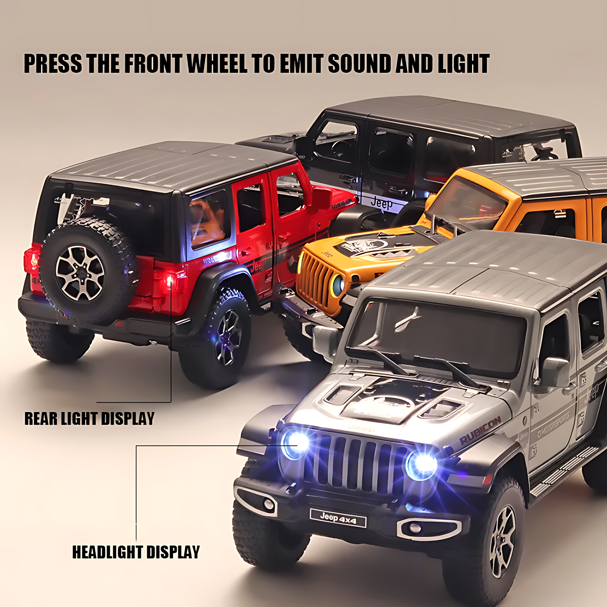 Модель автомобиля Jeep Wrangler Rubicon, металл/пластик, масштаб 1:24 — фото 1