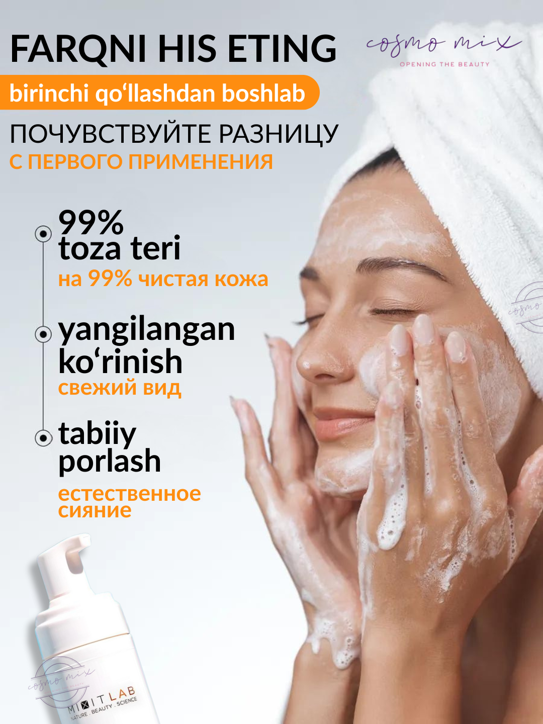 Очищающая пенка с витамином C MIXIT LAB Vitamin C Radiance Cleansing Foam, 200 мл — фото 1