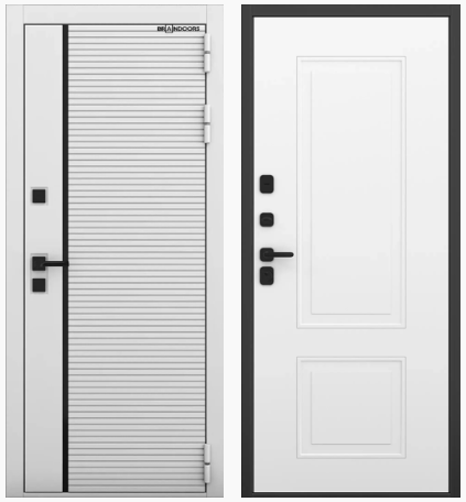 Входная дверь PIANO WHITE с внутренней панелью 048- Аляска, размер по коробке 880х2050, правая.