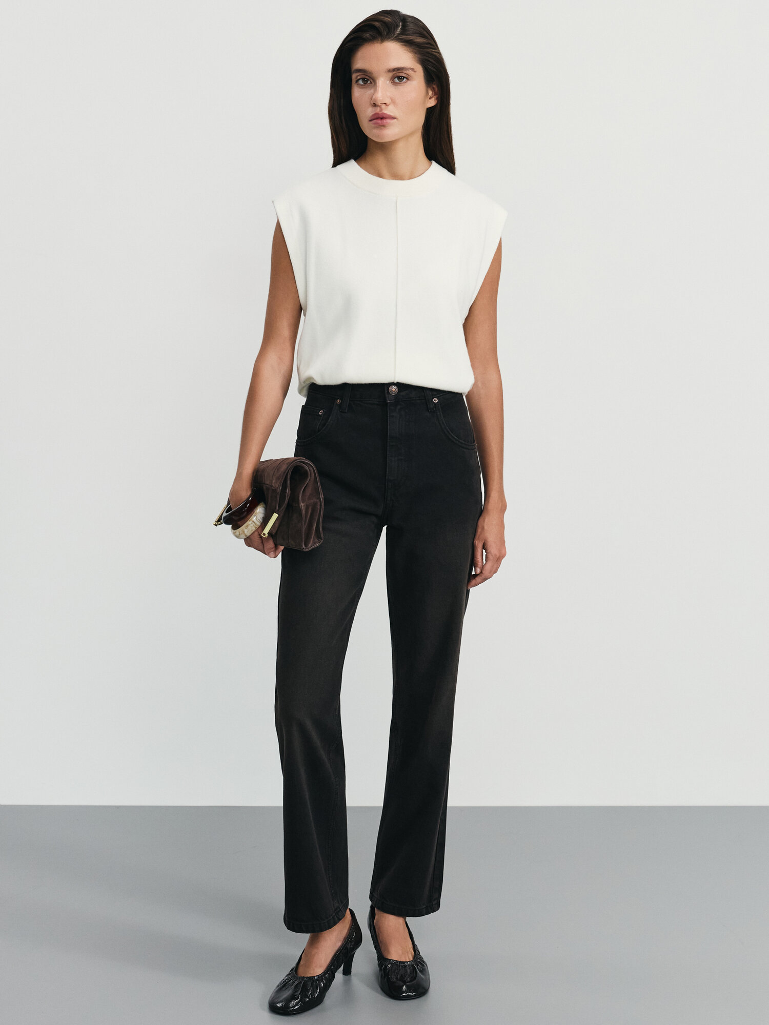 Джинсы Zarina straight, размер XL (RU 50), темно-коричневый