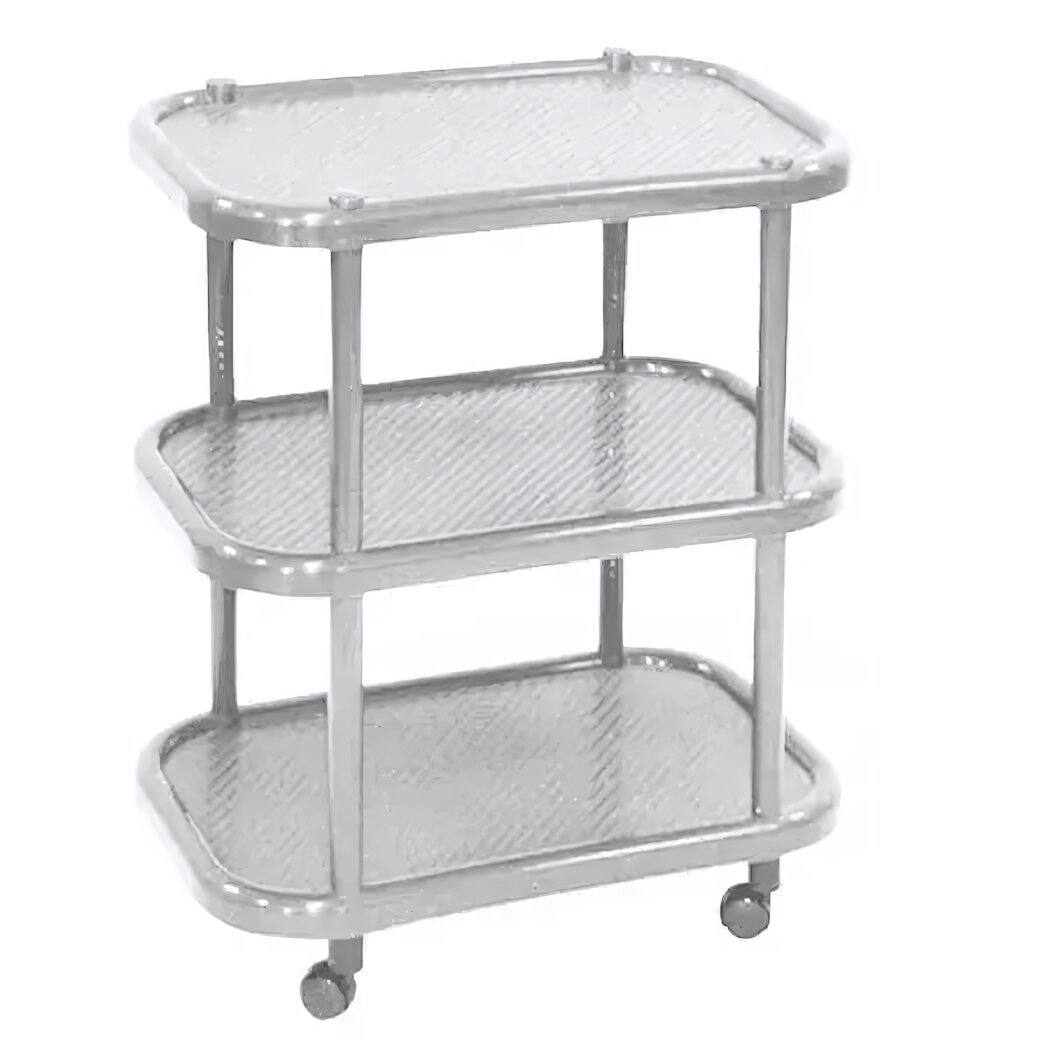 Этажерка-органайзер овальная на колесах 3 полки цвет серый размер 0.58х0.49м