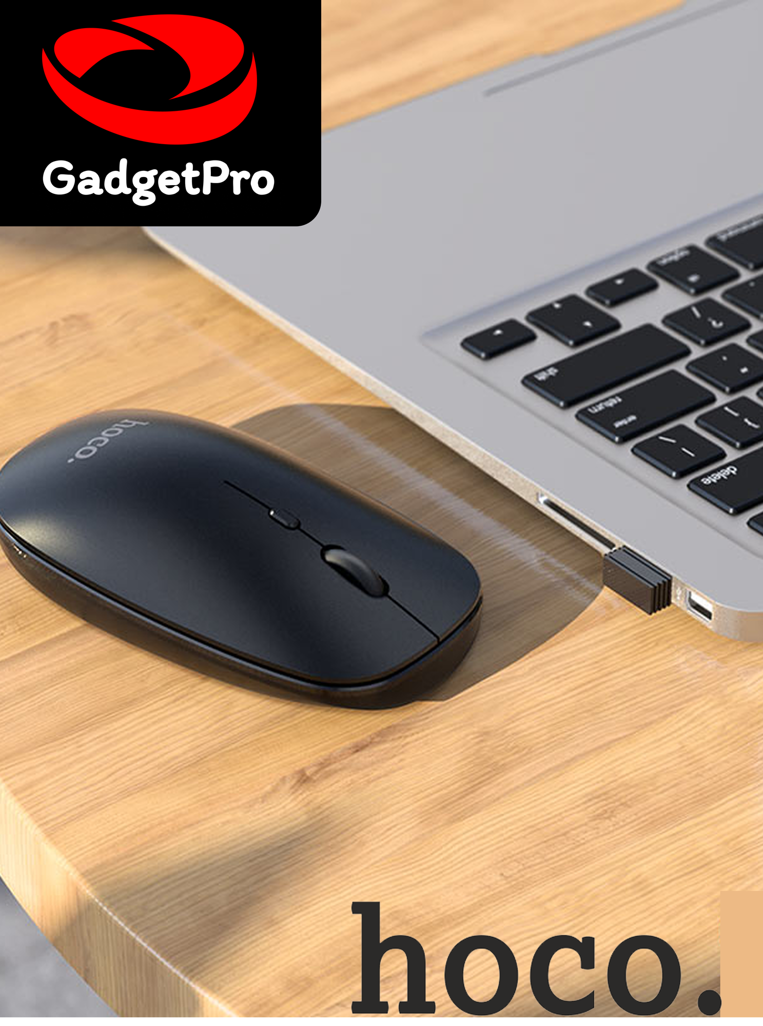 Беспроводная компьютерная мышь Hoco GM15, 2.4G + Bluetooth 3.0/5.0, 800–1600 DPI, 4D-кнопка, лёгкая, ABS, универсальная Чёрный