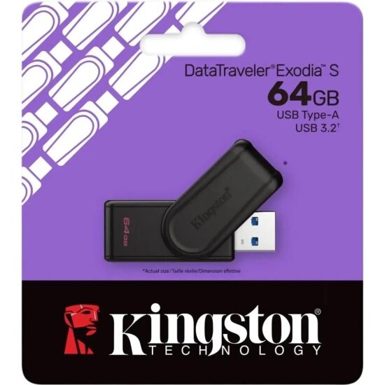 USB флешка Kingston 64Gb DataTraveler Exodia S USB 3.2 Gen 1
