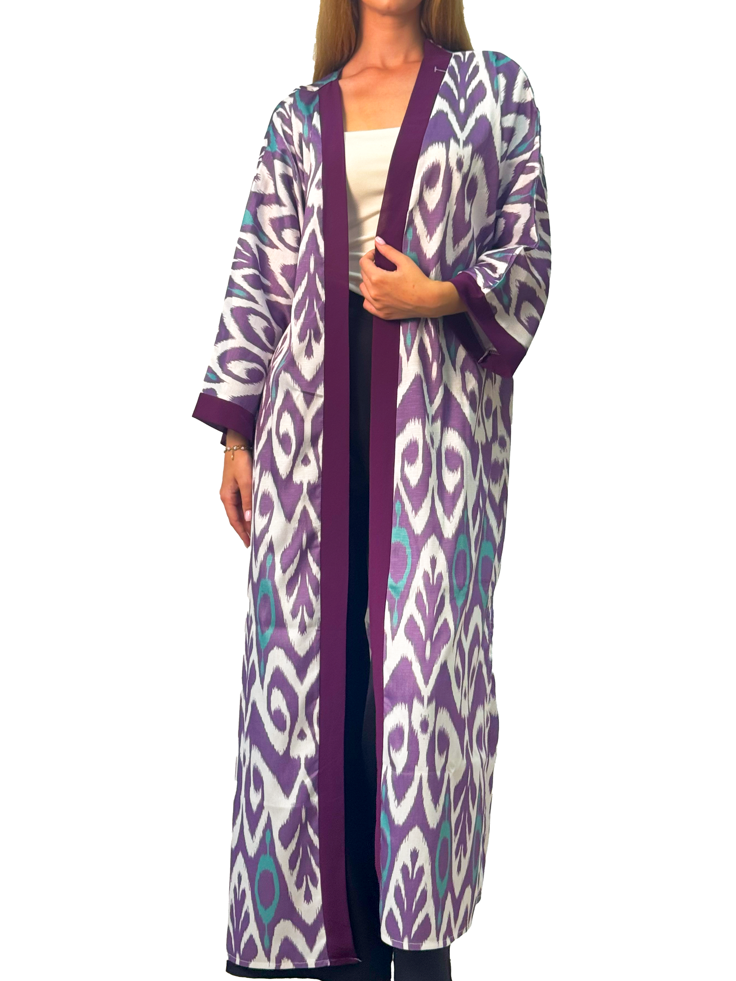 Халат  Традиционный, размер XL, фиолетово-белый — фото 1