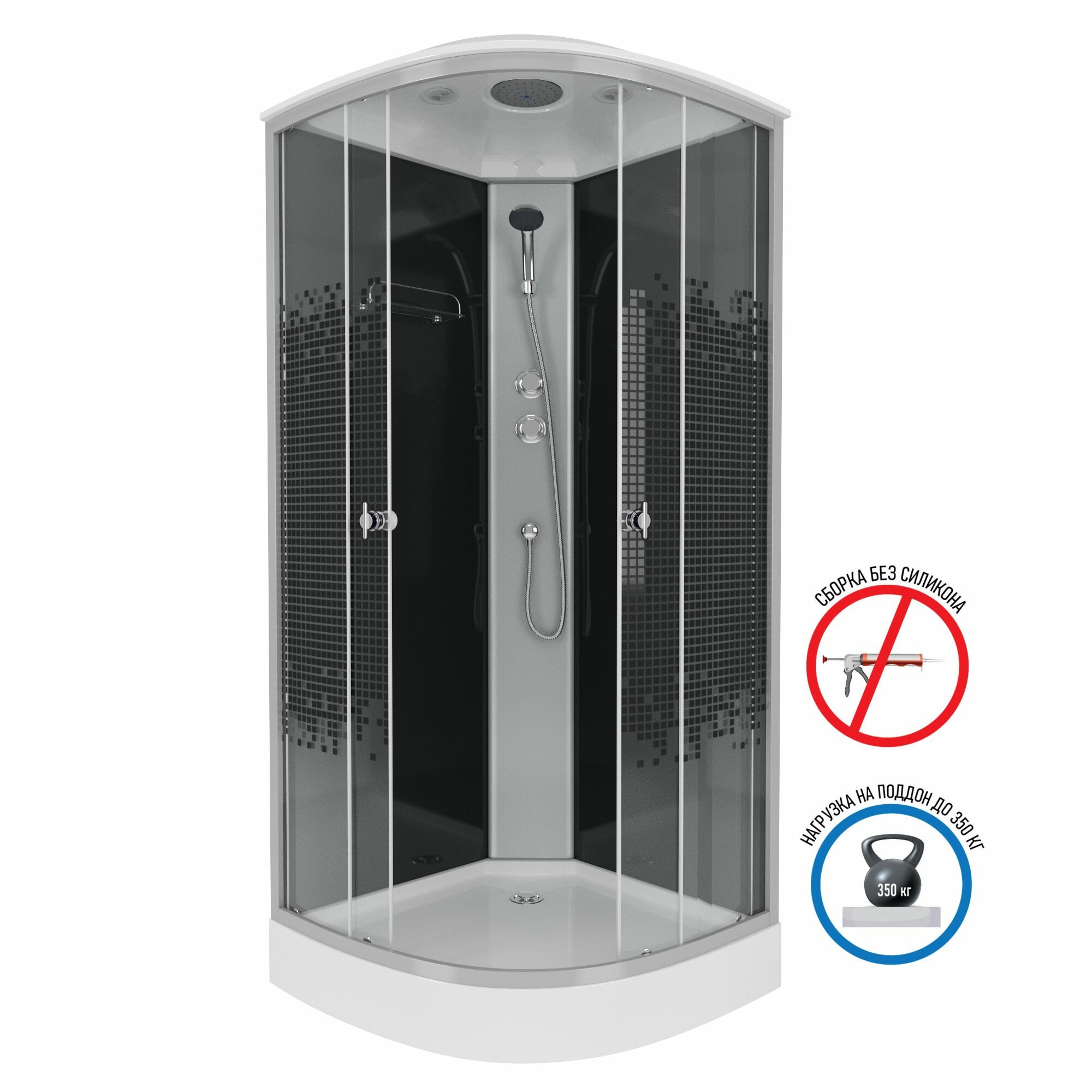 Душевая кабина Niagara Eco NG-4502-14 (100х100х215) низкий поддон(13см) стекло мозаика3 места