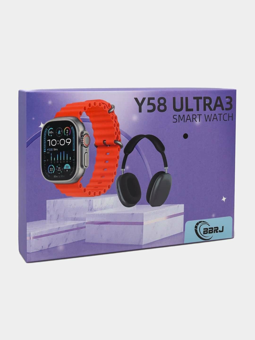 Наушники беспроводные и Smart watch Y58 ULTRA3, bluetooth, чёрного цвета.