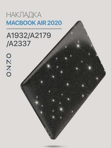 Изображение товара Накладка чехол ONZO "CHIC" для MacBook Air 2020air13 (A1932/A2179/А2337) / Мак бук эйр темно-прозрачный с блестками