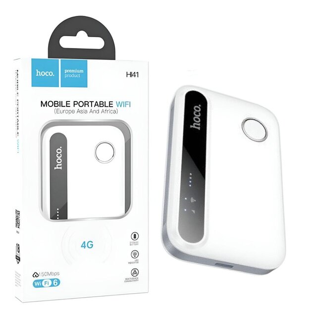 Портативный WiFi Роутер HOCO HI41 4G, универсальный, белый HOCO