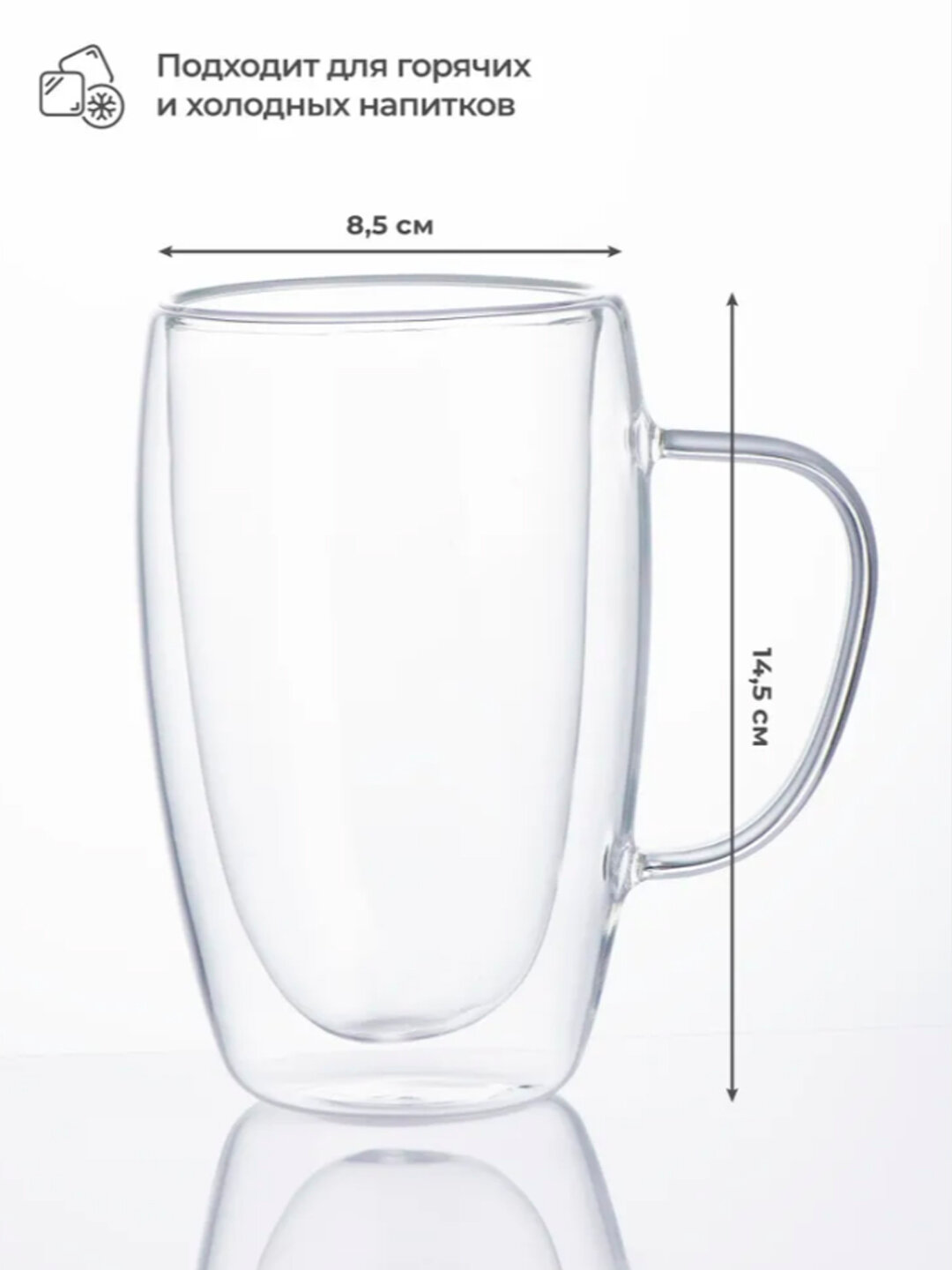 Кружка UNIFICO, боросиликатное стекло, двойные стенки, 450 мл — фото 1