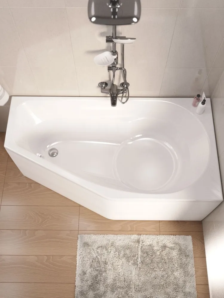 Ванна акриловая 150х80 см асимметричная правый угол 1Marka DEEP 01ди1580п