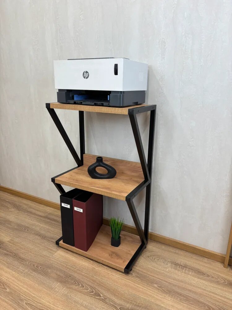 Тумба под принтер VOLT 50х30х88 (Дуб Крафт Золотой) LOFT, основание металл.