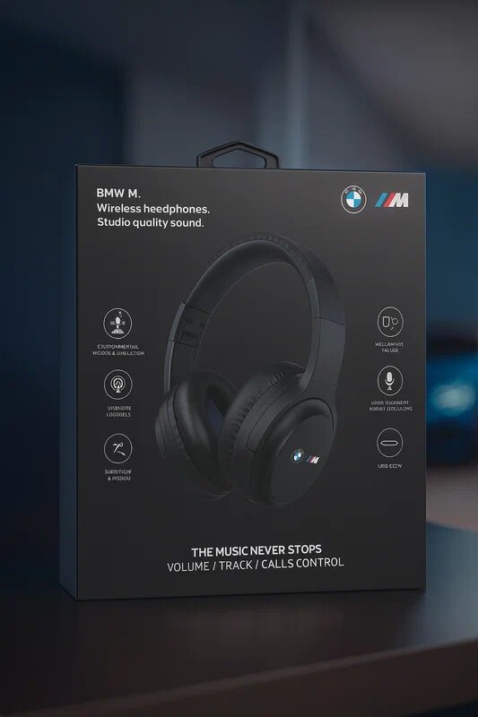 Bluetooth-Наушники BMW M — мощный звук, стиль M-серии, ENC шумоподавление, до 30 ч, Bluetooth 5.3, IPX4