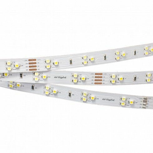 Светодиодная лента RT 2-5000 24V White-TRIX 2x (3528, 450 LED, LUX) три оттенка белого (Arlight, 7.6 Вт/м, IP20)