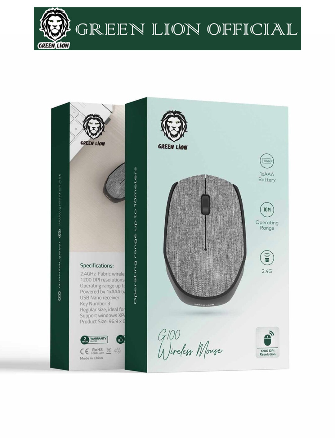 Беспроводная мышь Green Lion G100, 1200 точек на дюйм, 2,4 ГГц, эргономичный дизайн