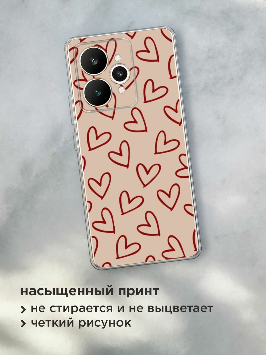 Чехол на Realme 15 / Реалми 15 с принтом "Little hearts doodles 1 - 14 февраля" — фото 1