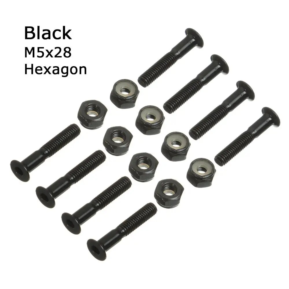 Аксессуары M5 для скейтборда и лонгборда 8 комплектов Black-M5x28-Hexagon