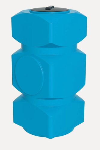 Изображение товара Емкость Ирпласт, голубая, 500л, 23кг, пластик, вертикальная, прямоугольная, с отводом 1"