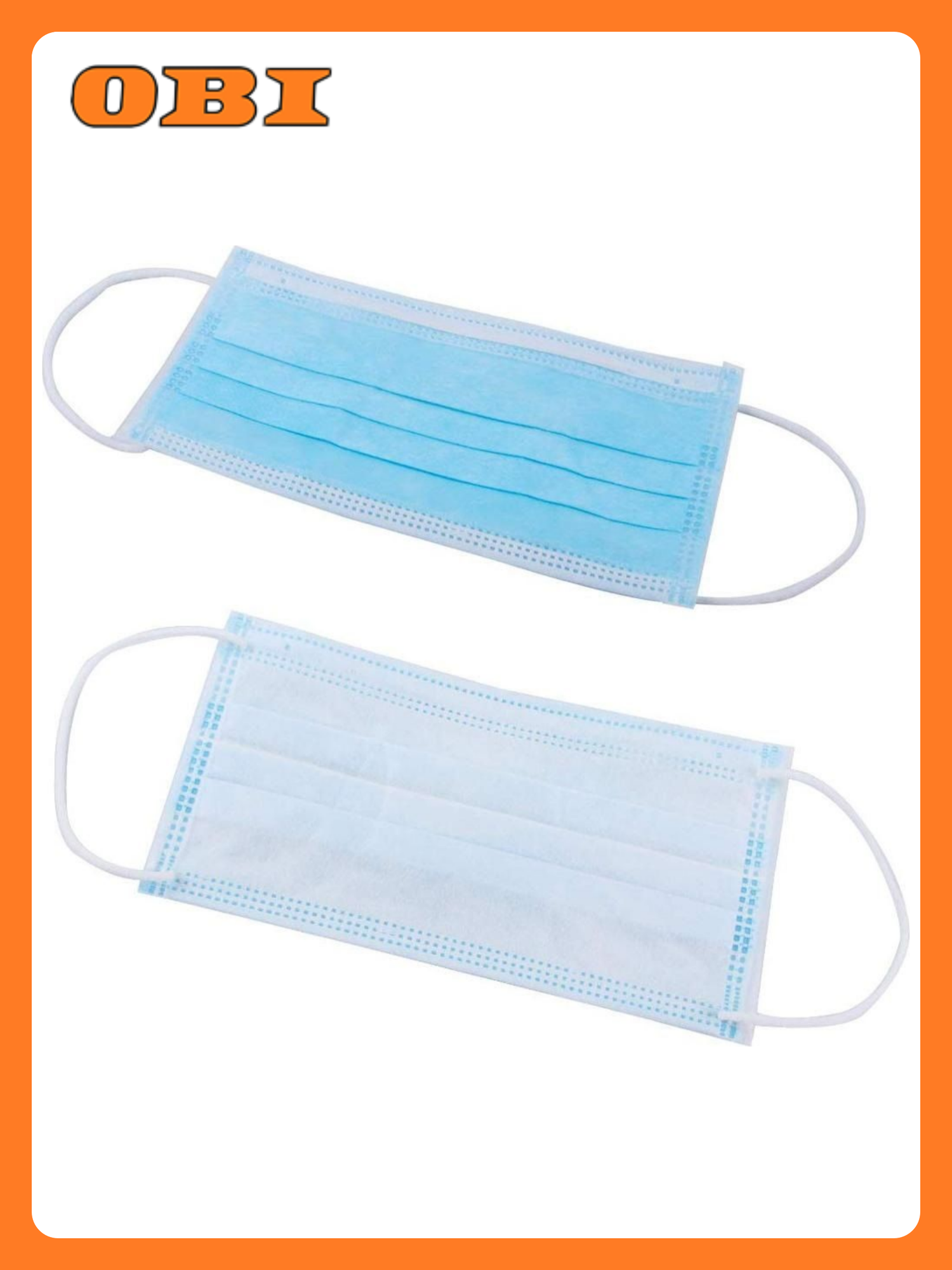 Маска медицинская КИН текс спанбонд 3 слоя с носовым фиксатором синяя 50 штук