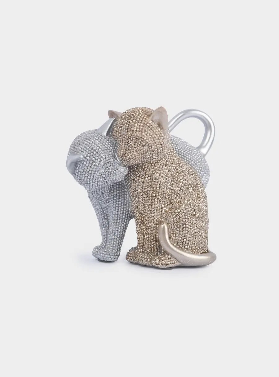 Статуэтка, 16 см, полирезин, золотистая-серебристая, Влюбленные коты, Amulet