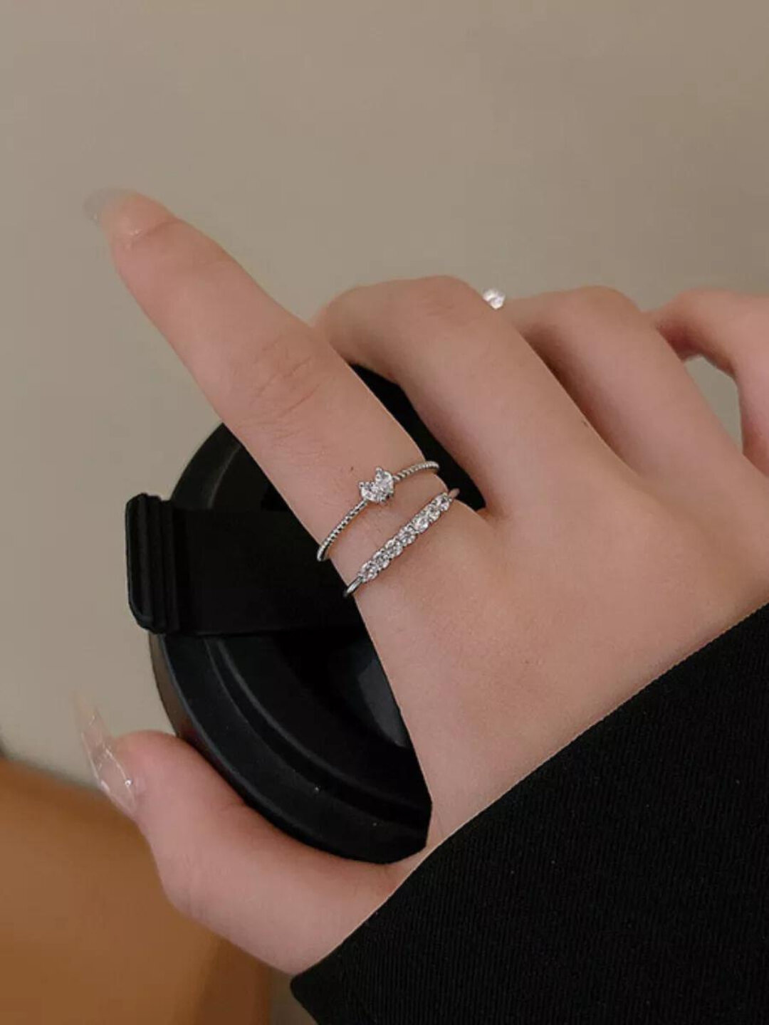 Кольцо, безразмерное, белый — фото 1