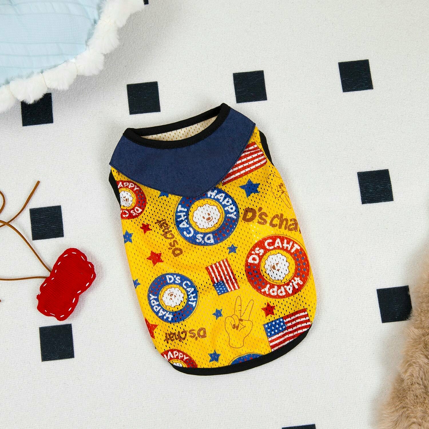 Легкая весенне-летняя футболка с узором маленькой собачки для домашних питомцев