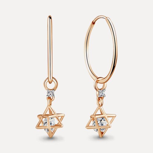 Изображение товара Серьги конго, серебро, 925 проба, золочение, фианит