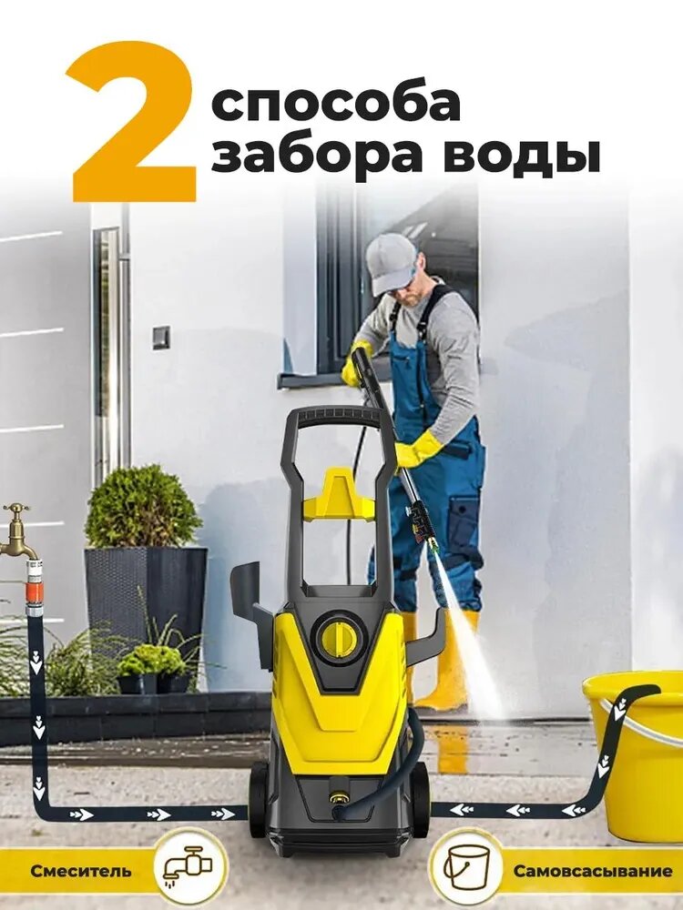Обзор: Мойка высокого давления OBERHOF Blitzwsche TL-206, мини-мойка, пеногенератор, 4 сменных форсунки