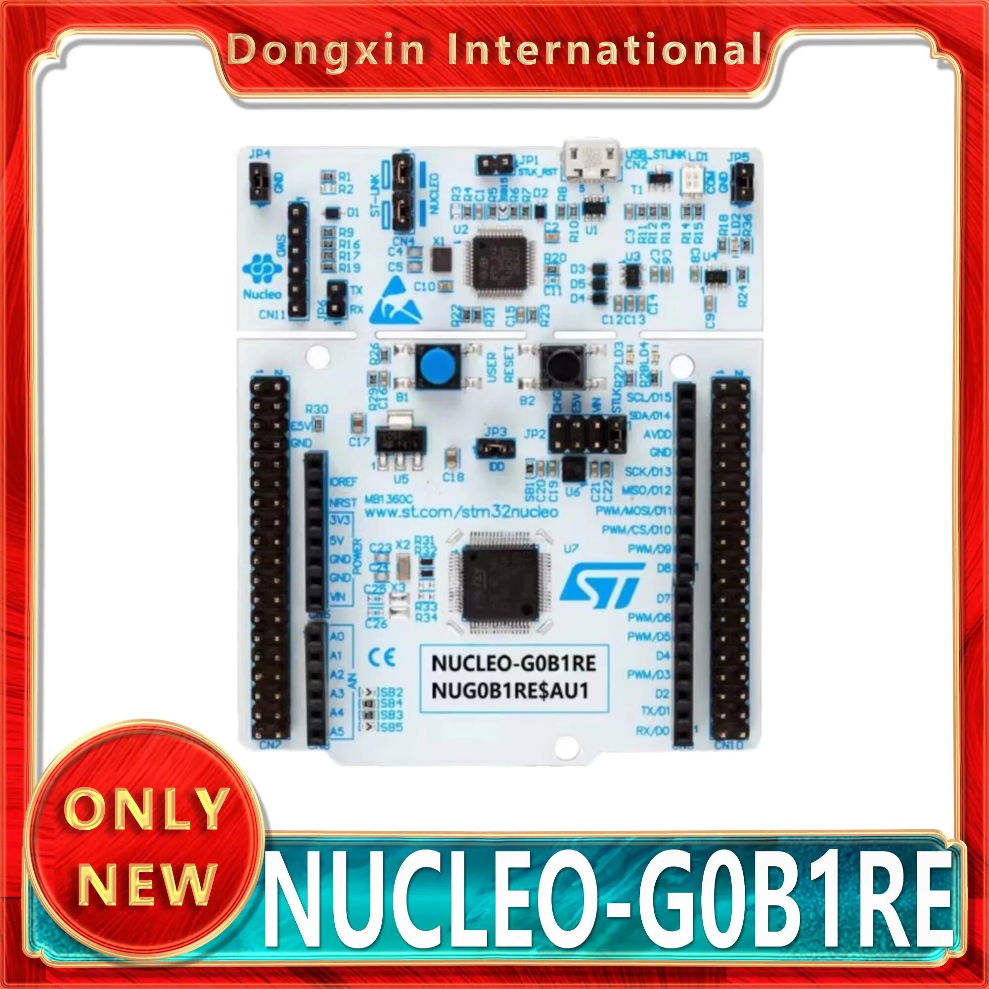 Плата разработки ST NUCLEO-G0B1RE STM32 Nucleo-64 с микроконтроллером STM32G0B1RE, поддерживает подключение Arduino и ST morpho.