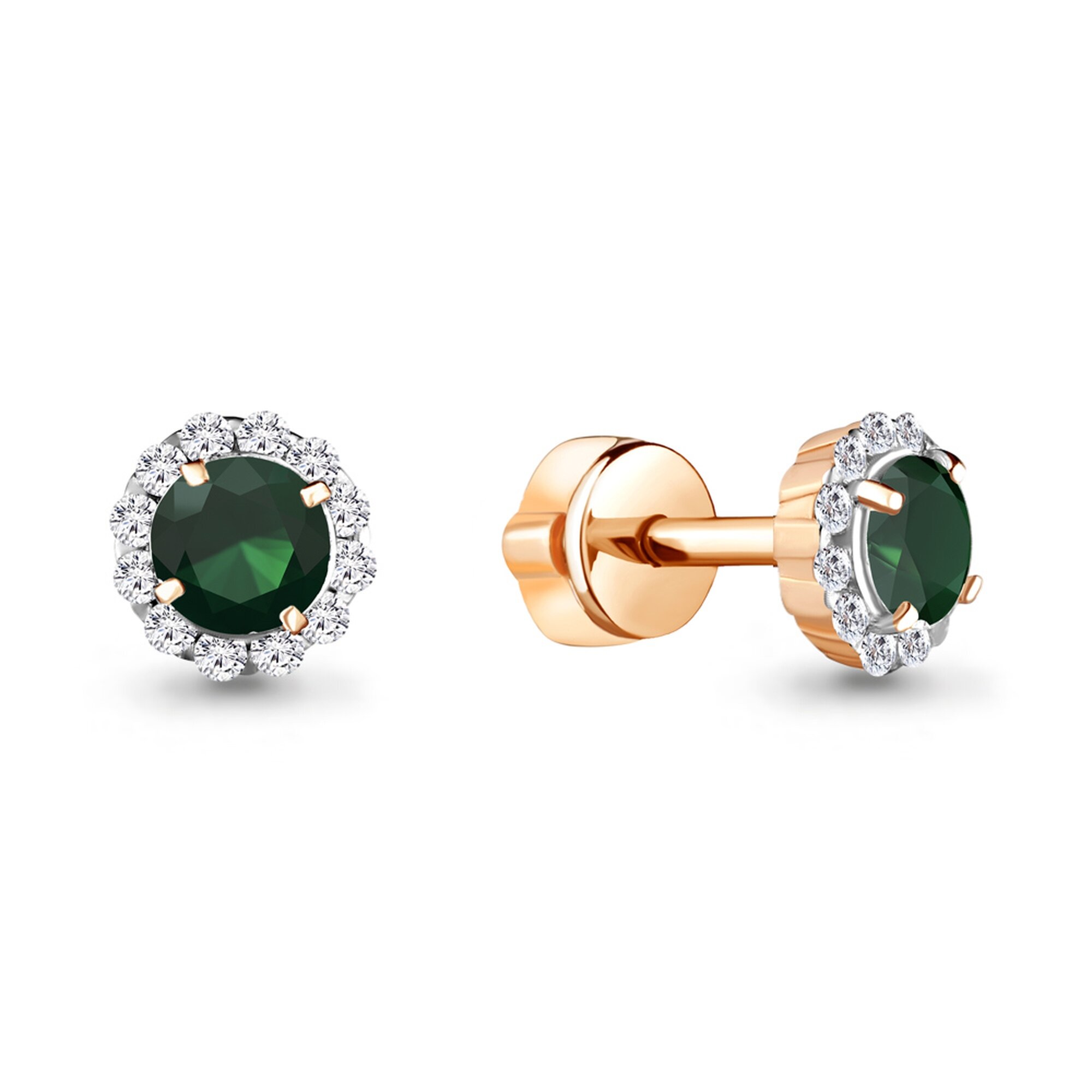 Серьги пусеты Diamant online, серебро, 925 проба, золочение, агат, фианит, длина 0.7 см, , бирюзовый