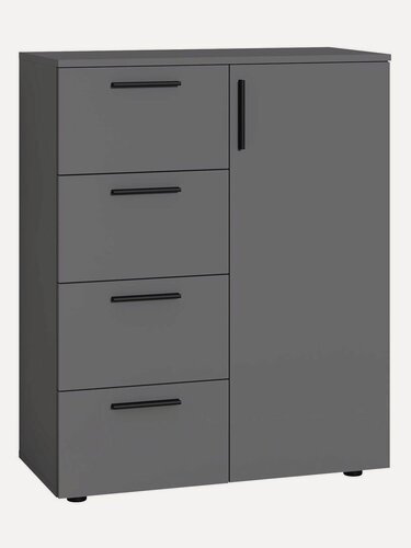 Изображение товара Комод для одежды и хранения вещей Эйр с полками, с ящиками, 79.7х38.3х97.9 см, Серый графит