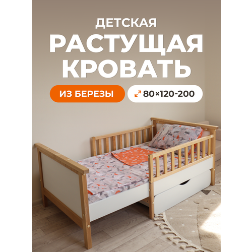 фото Кровать детская раздвижная из березы от года forest lite simba