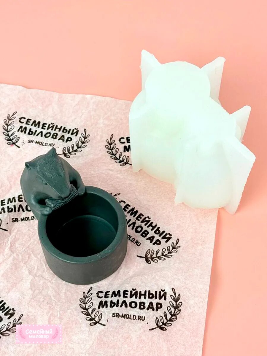 Силиконовый молд для гипса и воска / Кашпо бобёр — фото 1