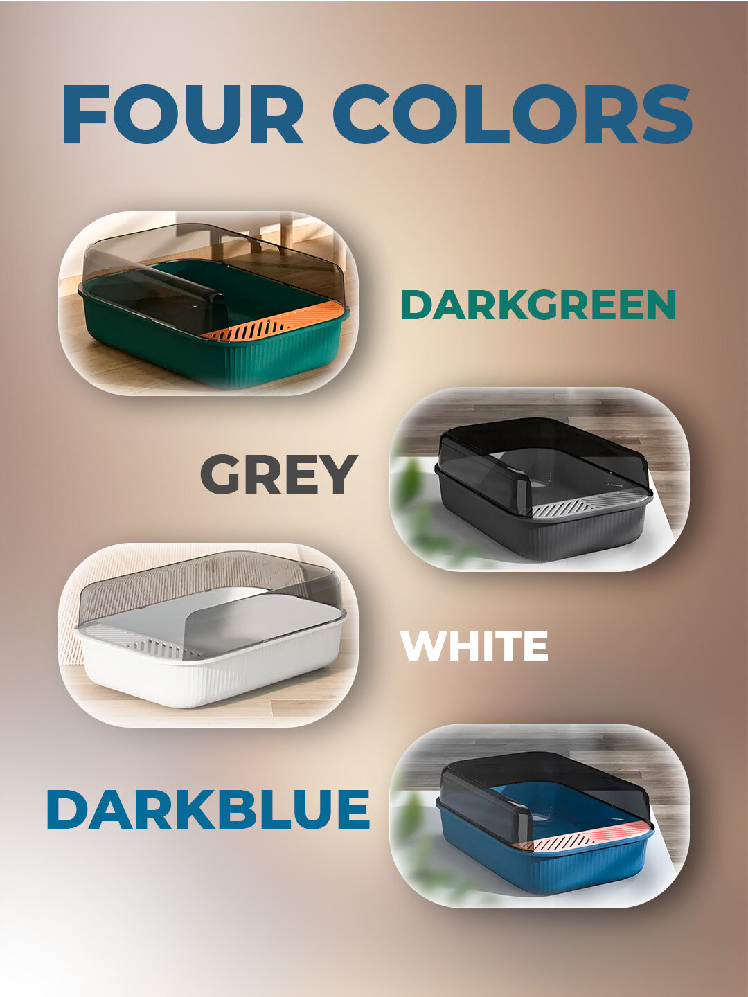 Лоток для домашнего животного, пластик, с бортиками, зеленый — фото 1