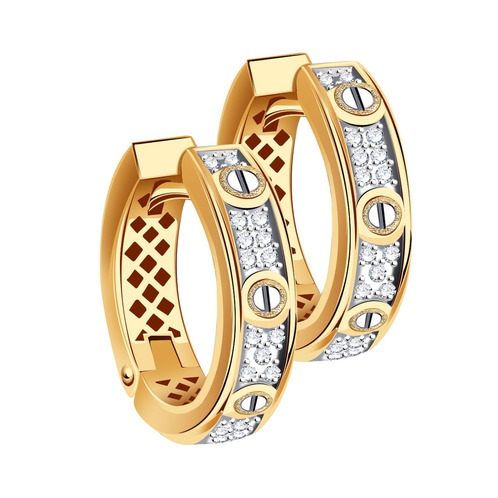 Серьги Diamant online, красное золото, 585 проба, родирование, фианит