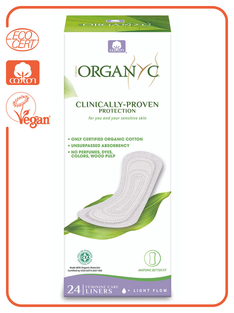 Organyc Органические прокладки на каждый день 1  капля Гипоаллергенные 24 шт