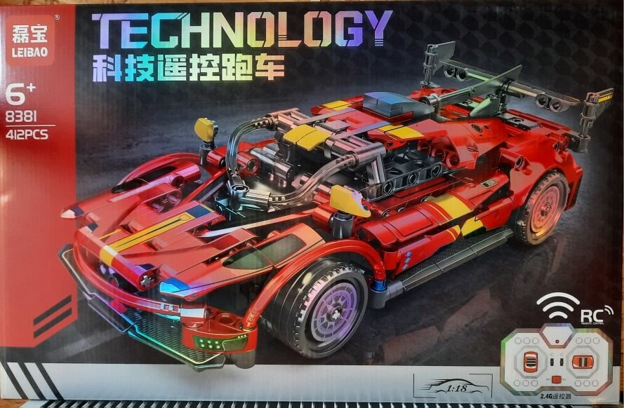 Конструктор пластиковый, Машина на радиоуправлении, 412 деталей