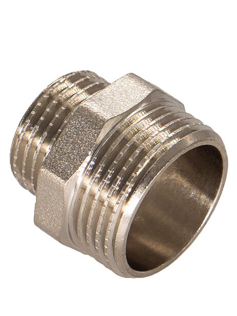 Ниппель CTM CRRN3412, латунь, переходной, наружная резьба, 3/4", 1/2", длина 25мм — фото 1