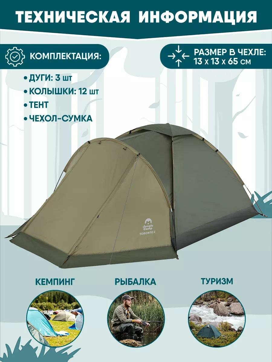 Палатка туристическая 4 местная Jungle Camp Toronto 4, с тамбуром. Чехол в комплекте — фото 1