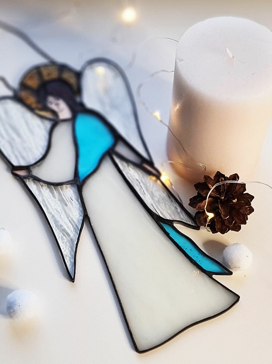 Витражная подвеска "Ангел" авторской работы — фото 1