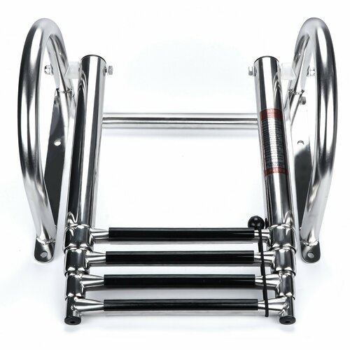 Трап для лодки, нержавеющая сталь, 4 ступени, с рукоятками, черный