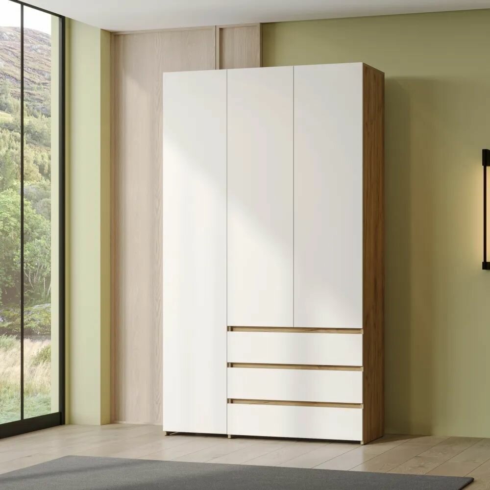 Шкаф мршр 1/ Симпл некст трехстворчатый Дуб Золотой/Белый