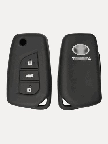 Изображение товара Чехол на ключ силиконовый для Toyota Camry, Corolla, Crown, Vios, RAV4, Levin, Reiz, Yaris, Highlander, Prado (чёрный) belais #22018