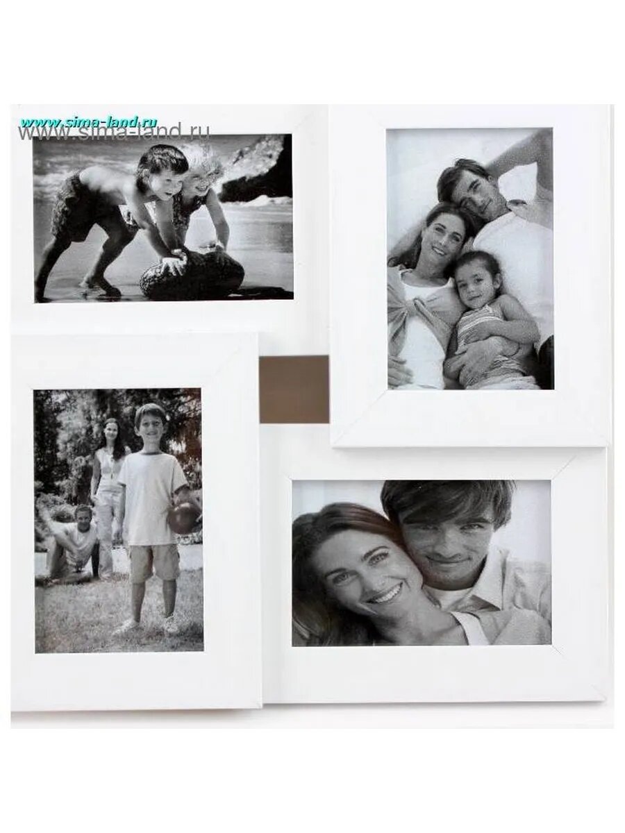 Современная фоторамка для 4 фото в белом цвете