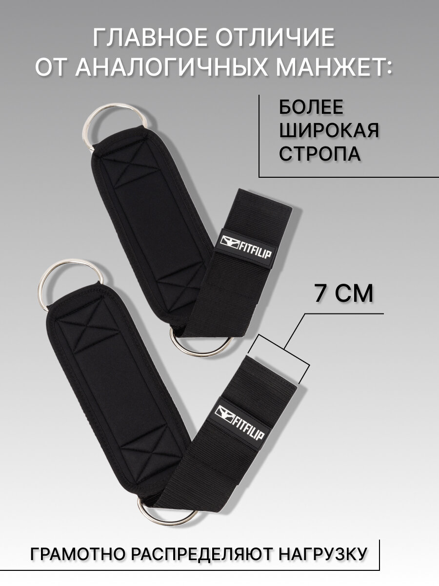 Манжеты для ног FITFILIP, увеличенные, 2 шт, для кроссовера, нагрузка до 110 кг — фото 1