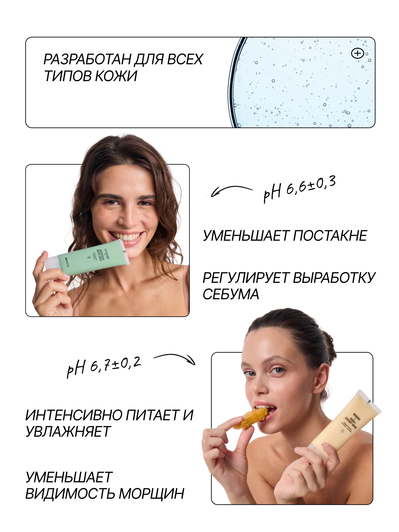 Картинки RICHE Набор для лица: очищающая маска + питательная лифтинг - маска