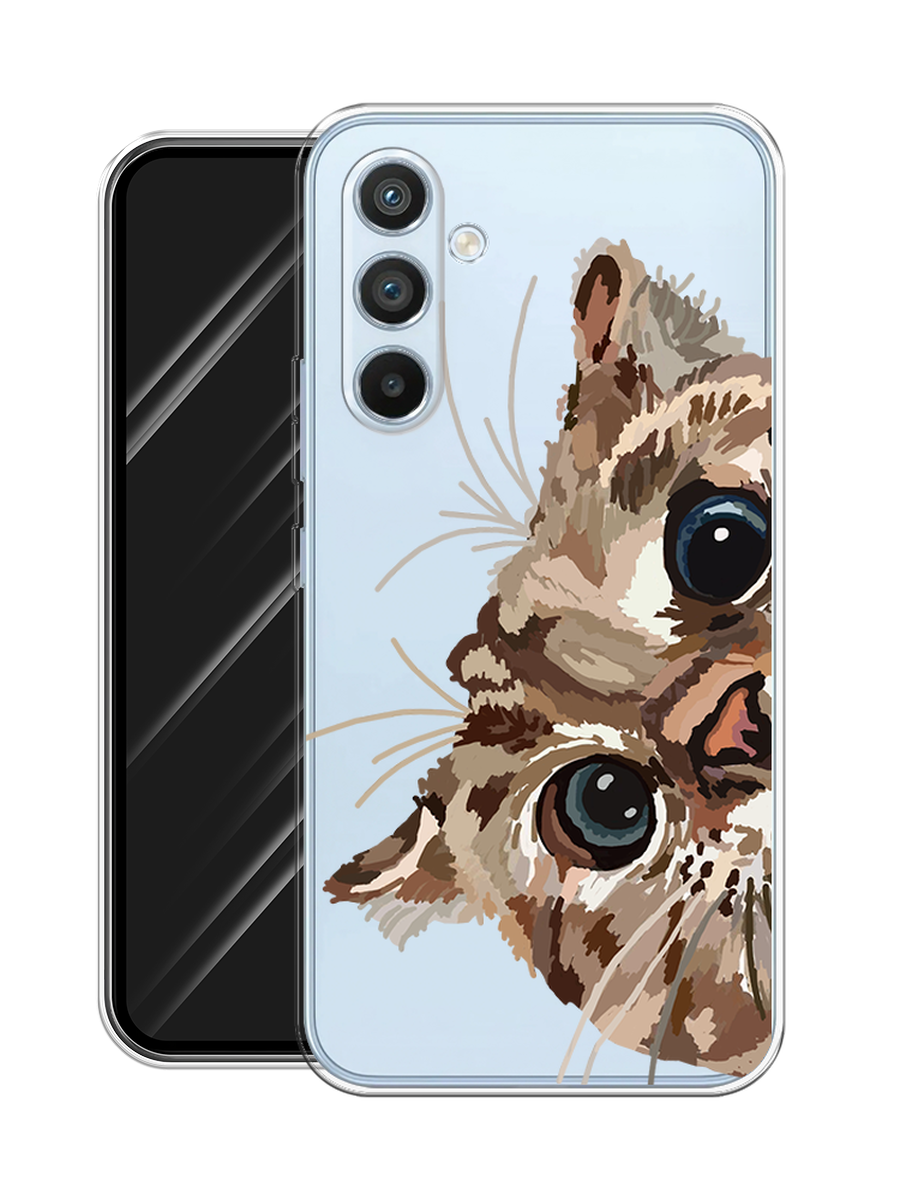 Чехол на Samsung Galaxy A54 5G / Самсунг A54 с принтом Любопытный кот, прозрачный — фото 1