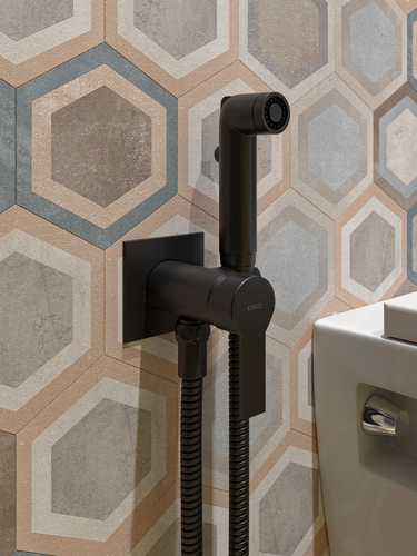 Изображение товара ESKO. Смеситель скрытого монтажа с гигиеническим душем черный