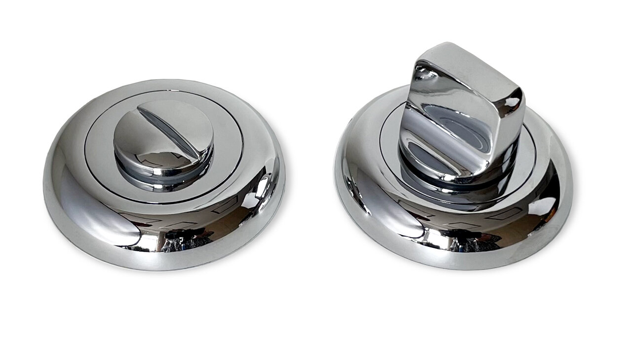 Завертка дверная сантехническая для межкомнатных дверей на круглом основании с ответной частью Rivale/Хром