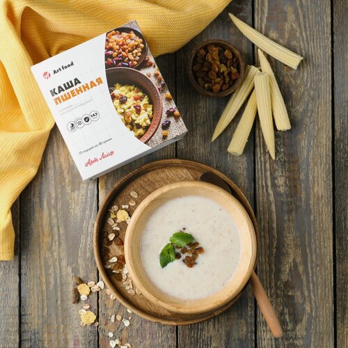 Изображение товара Арт Лайф Каша Пшенная с изюмом и воздушной кукурузой Обогащена пшеничными отрубями и лизатами. Без сахара